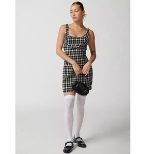 Chic Black and White Plaid Dress
